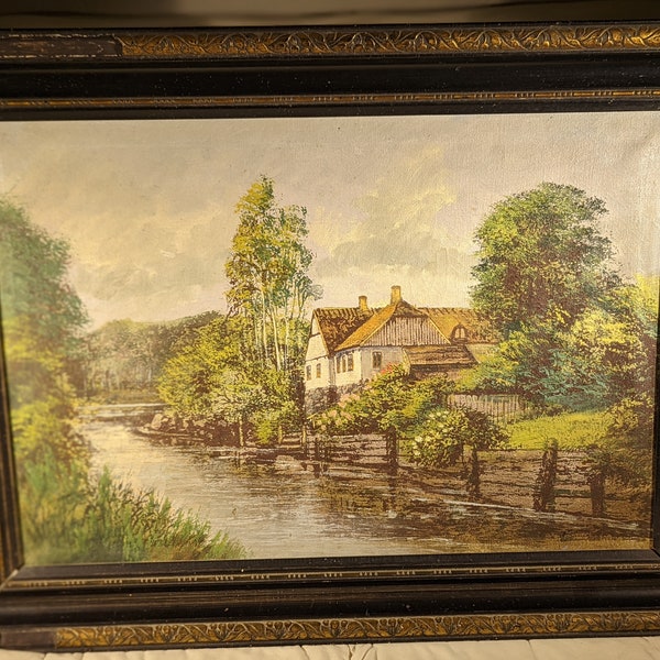 Antique painting. Signed Original Oil on stretched canvas of German or European fine art style scene.