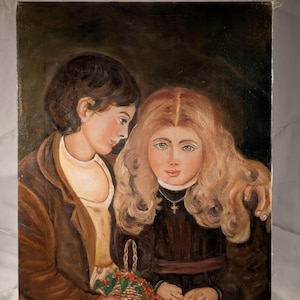 Lienzo acrílico original pintado a mano: retrato inspirado en Grandes esperanzas, obra firmada (14 x 18)