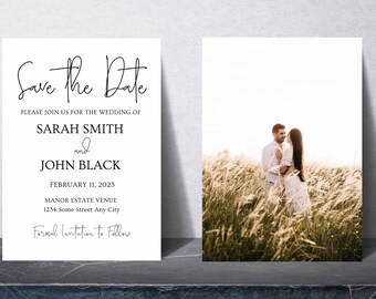 Save the Date Template, Digital Download, Canva Customizable Invitation, DIY Save the Date, Save the Date Photo Option, Editable Template