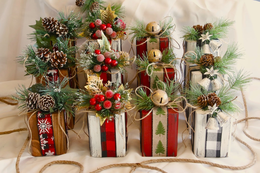 Wood Christmas Boxes Boxesrusticwoodfarmhouse Decor Etsy