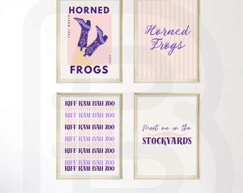 TCU Horned Frogs Wall Art: School Spirit Decor (Digital Download PNGs)