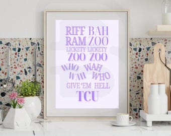 TCU Horned Frogs Chant Print: College Spirit Wall Art (PNG Download 500 DPI)