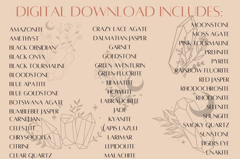 45 Printable Crystal Cards Digital Download Ready to Print Etsy