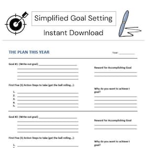 Professional -Simplified Goal Setting System, Goal Planning, Focus Planning, Printable, Year Goals, Monthly Goals, Weekly Goals, Daily Goals