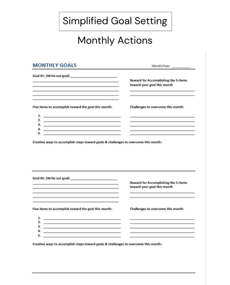 Simplified Goal Setting System, Goal Planning, Focused Planning
