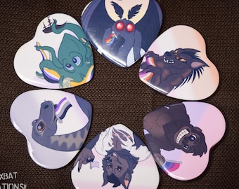 Cryptid LGBTQ Pride Heart Button 2 inches