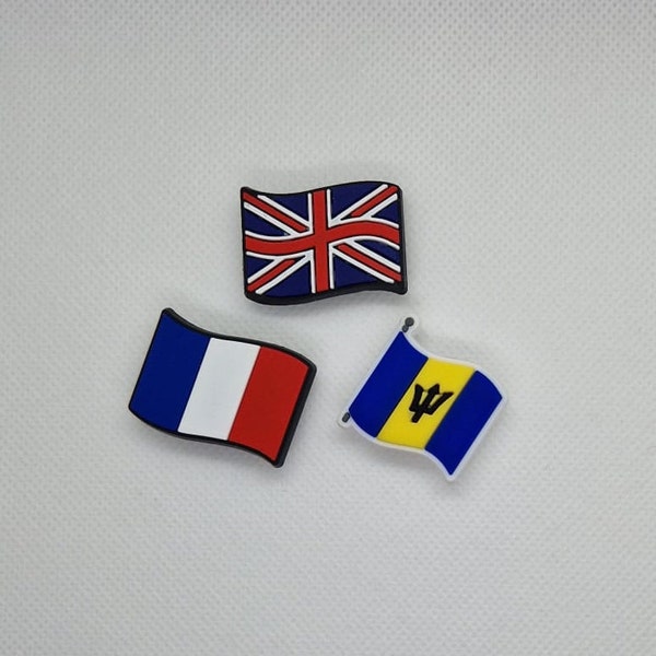 UK / France / Barbados Flag croc charms | Cool croc charms | Croc jibbitz flag | Croc charms United Kingdom Flag