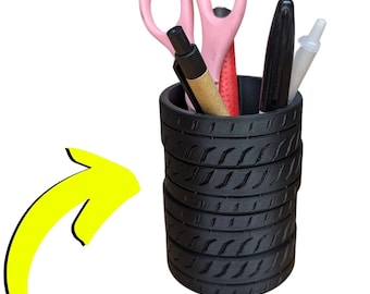 Racing Tire Stack Pen Cup Holder Desk Organizer