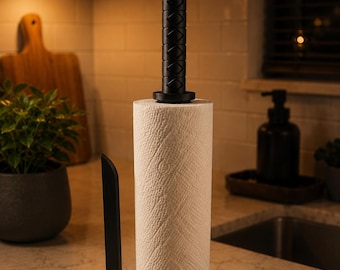 Porte-serviettes en papier de style japonais | Décoration de cuisine minimaliste | Organiseur de comptoir noir mat