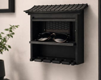 Juego de llaveros Katana (5 piezas) / Soporte de pared para llaves estilo japonés / Organizador minimalista para la entrada