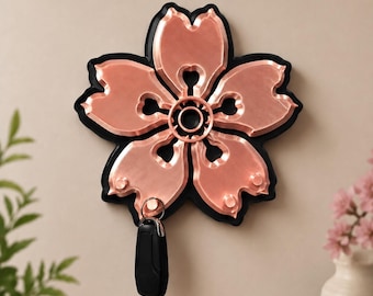 Porte-clés mural en forme de fleur de cerisier | Porte-clés Sakura | Organisateur mural japonais | Porte-clés d'entrée | Décoration murale à motif floral