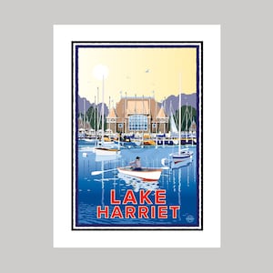 Lake Harriet Sailboats at the Pavilion || Minnesota Landmark Original Giclée Art Print