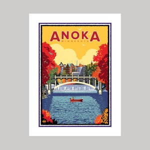 Anoka Golden Fall sul fiume Rum // Stampa artistica Giclée originale di Minnesota Landmark