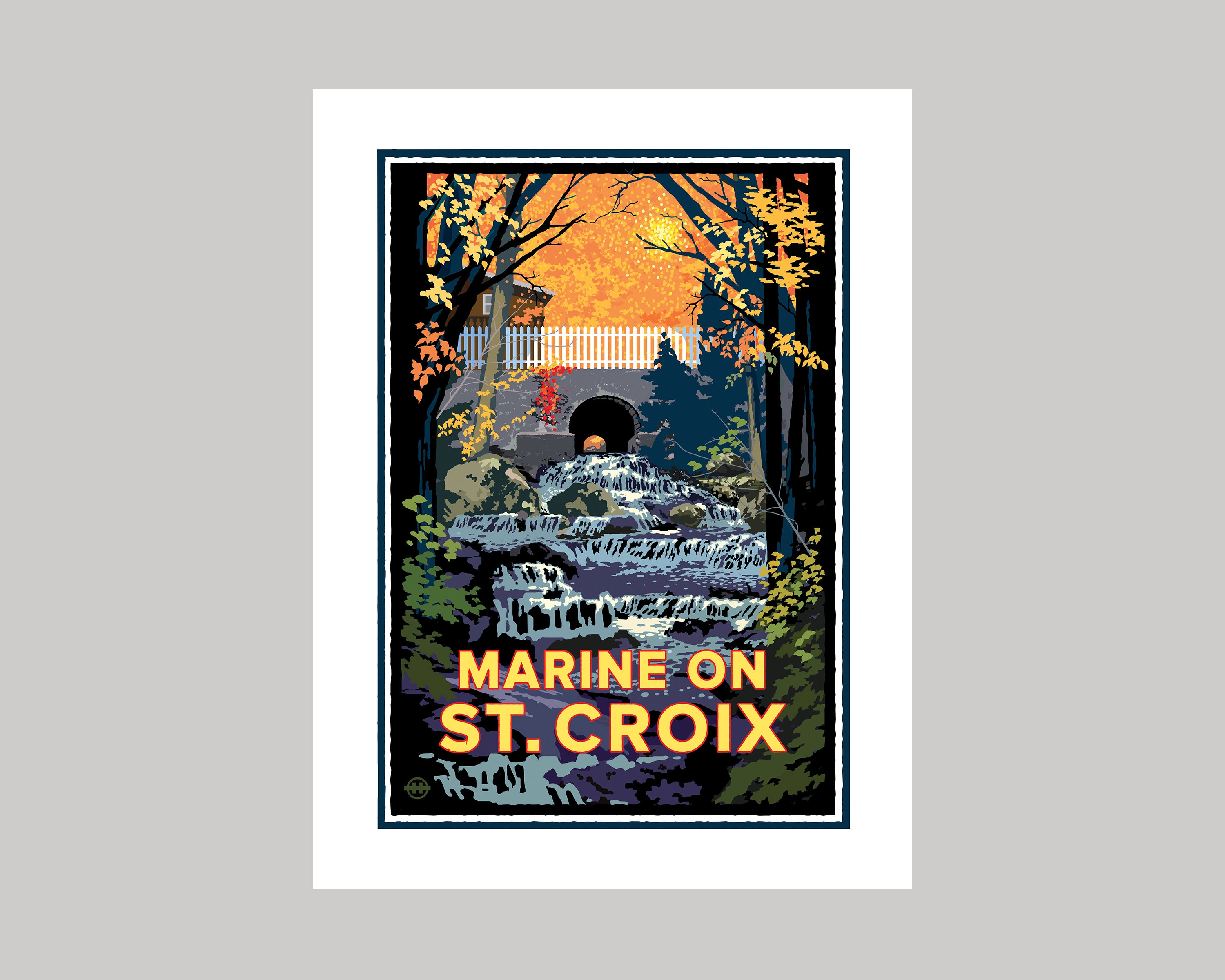 Marine on St. Croix Waterfalls in Autumn Minnesota Landmark Original