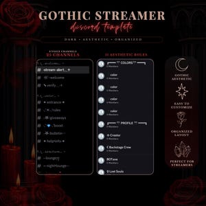 Gothic Streamer Discord Template | Pre-Made Dark Server | Alternative Streaming Community Server | Instant Download