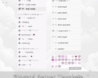 Coquette Discord サーバー テンプレート | レイアウト + 無料エモート (デジタル ダウンロード)
