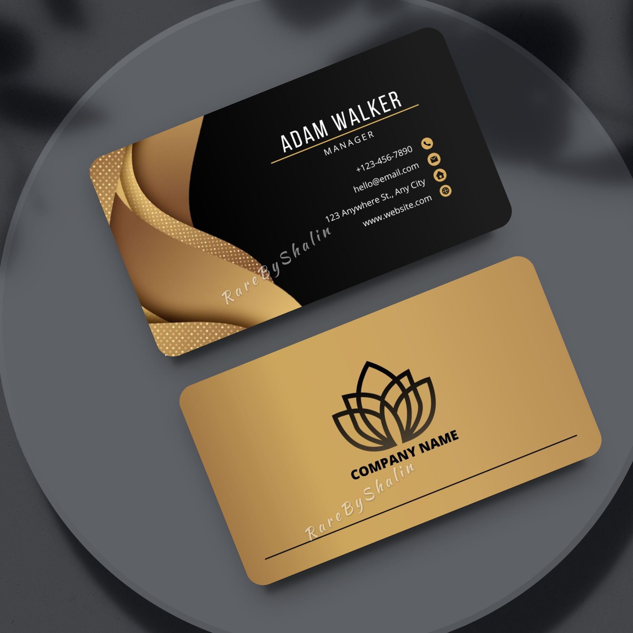 Classic Business Card Visiting Card Black & Gold Business Card Business