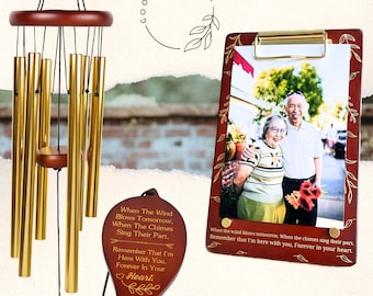 Memorial Wind Chimes With Picture Frame, Sympathy Wind Chimes for The Loss of A Loved one, Bereavement Gift, Sympathy Gift