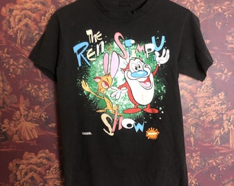 Ren and Stimpy 90s cartoon network thrashed up T-shirt