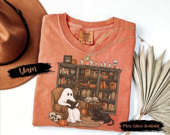Koszulka Retro Ghost Book Reader, koszulka Ghost Reader, koszulka Boo, Bookish Merch, koszulka Bookish, koszulka Halloween Teacher, koszulka Halloween, koszulka Ghost