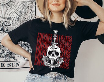 Koszulka Enemies to Lovers, Koszulka Dark Romance, Zabawna koszulka do czytania, Odzież książkowa, Towary książkowe, Pikantna odzież dla czytelników, Towary Booktok