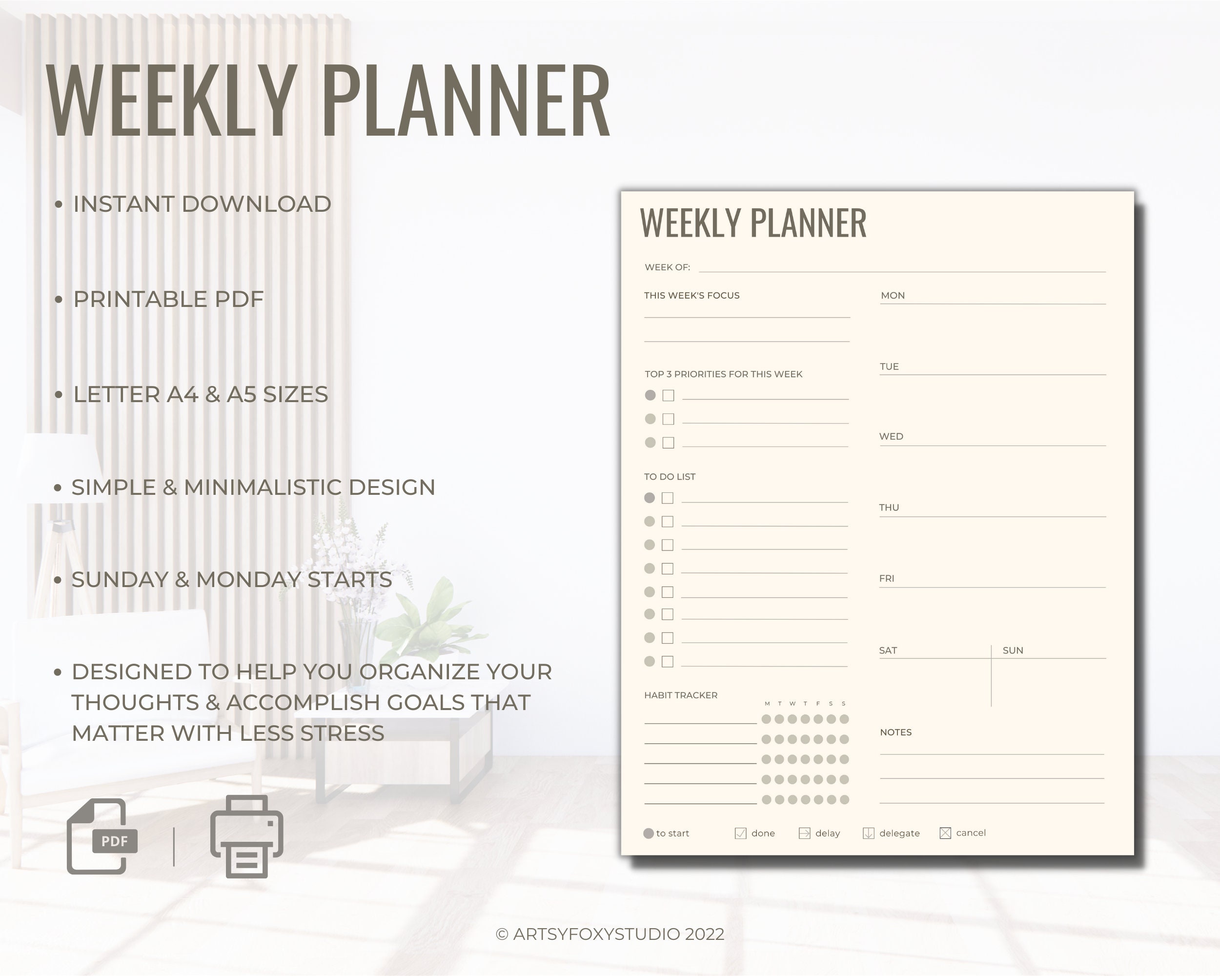 Weekly Planner | Simple & Modern Design | to Do List | Achieve Your ...