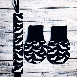 Goth Spooky Midnight Creatures Murciélagos Chupete Clip Mitts Baby Ghoul
