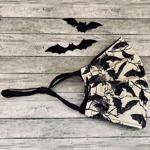 Gothic Bats Adult Face Mask Adjustable Size Spooky Creatures