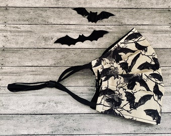 Máscara facial de murciélagos góticos para adultos, tamaño ajustable, criaturas espeluznantes