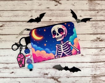 Summerween Gothic Colorful Skeleton Beauty Ghoul Keychain Accessories Holder