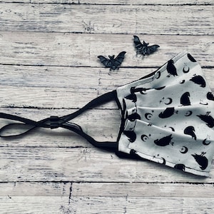 Gothic Raven Of Moon Night Adult Face Mask Adjustable Size Creature