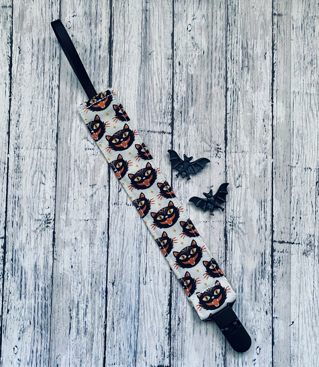 Frightful Halloween Darling Scary Cat of Hallows Eve Pacifier Clip Baby ...