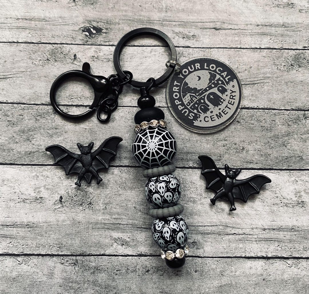 Cemetery Haunt Gothic Fright Keychain Bag Clip Haunting Darkness Goth ...