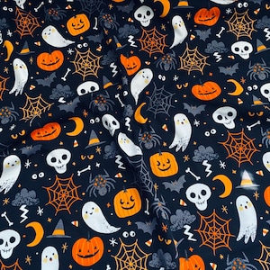 Halloween Gothic Skulls Cobwebs Pumpkins Bats Monsters Baby Knit Swaddle Receiving Blanket