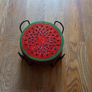 Posavasos de frutas con pintura de diamantes terminados