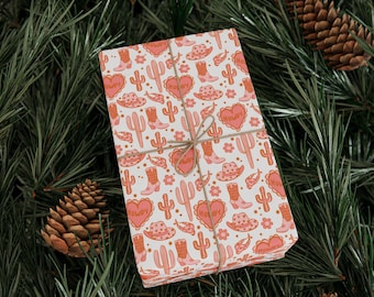 Pink Western Valentine Wrapping Paper Roll: Howdy Cowgirl Valentines Day Gift Wrap