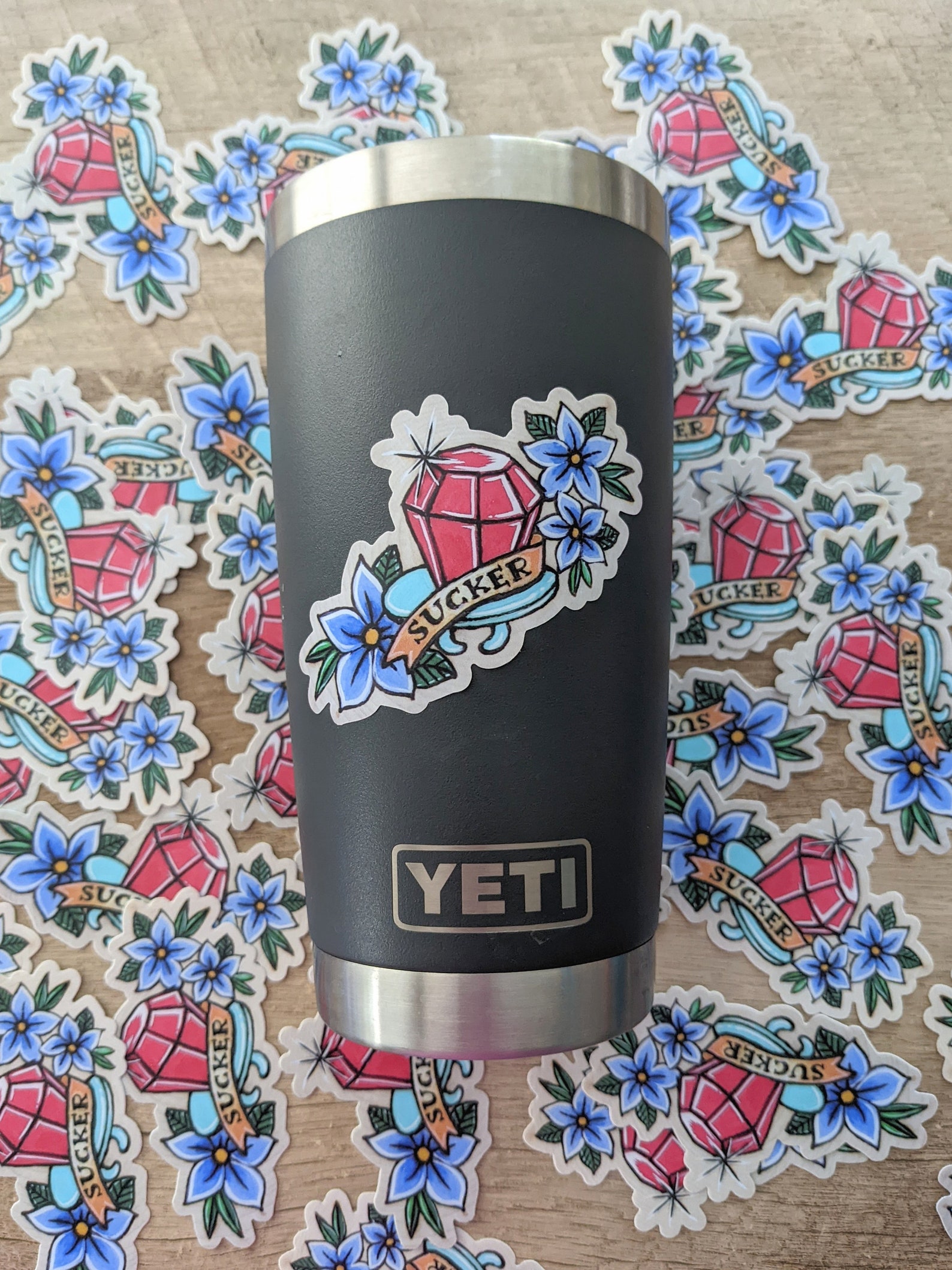 Nostalgia Ring Pop Tattoo Design Original Woodburned Art Vinyl Sticker ...