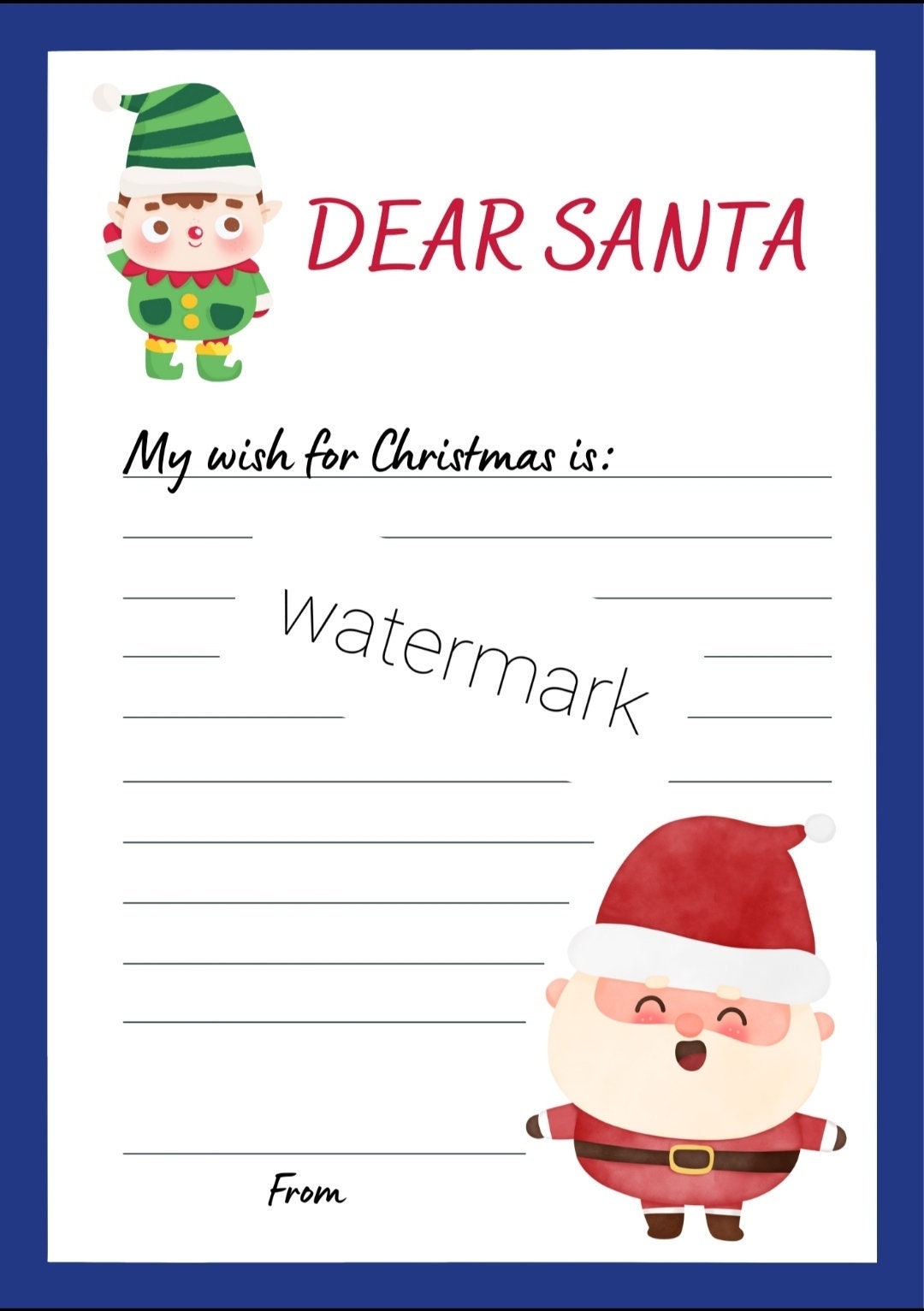 Printable Christmas Letter to Santa - Etsy