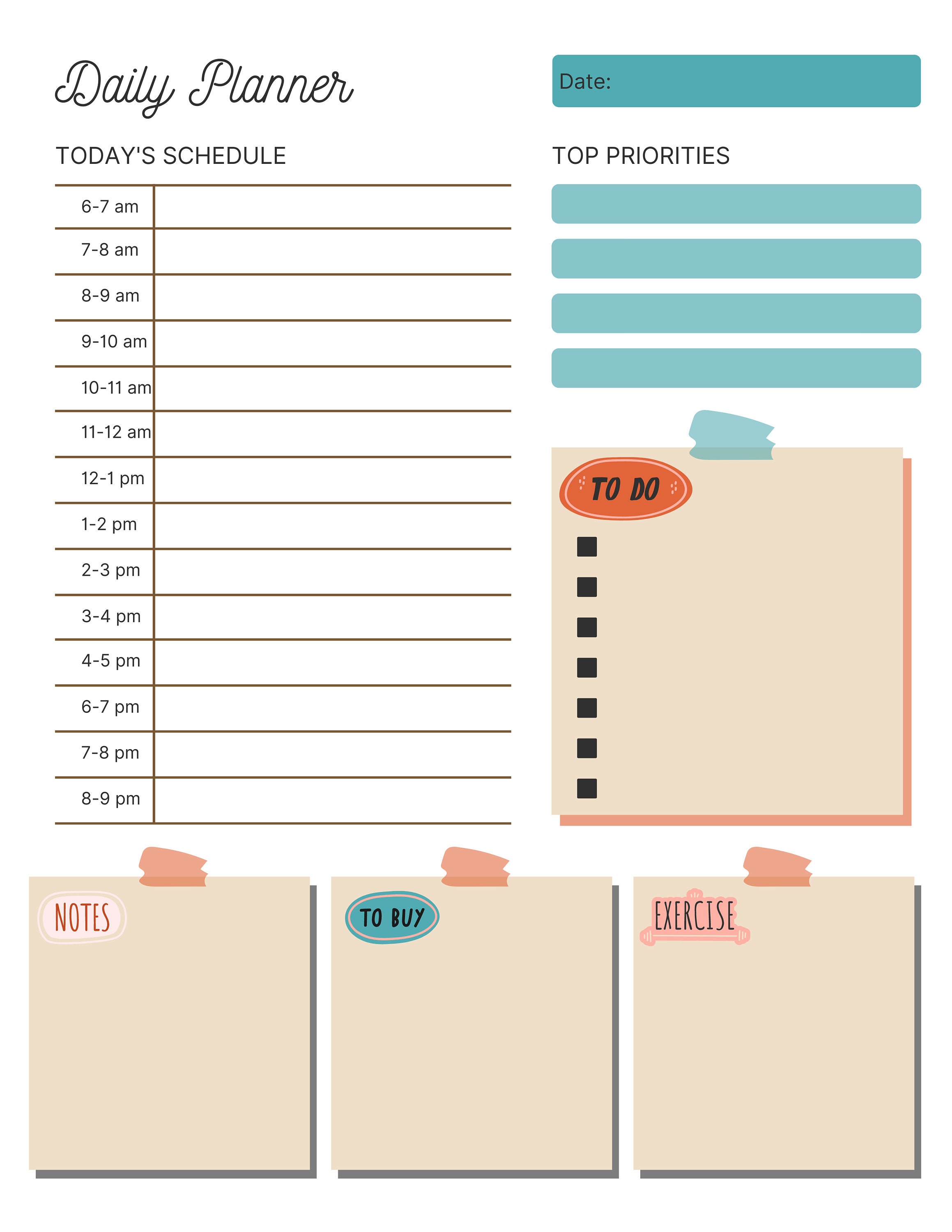 Daily and Weekly Minimal Planner Set Printable Digital PDF - Etsy