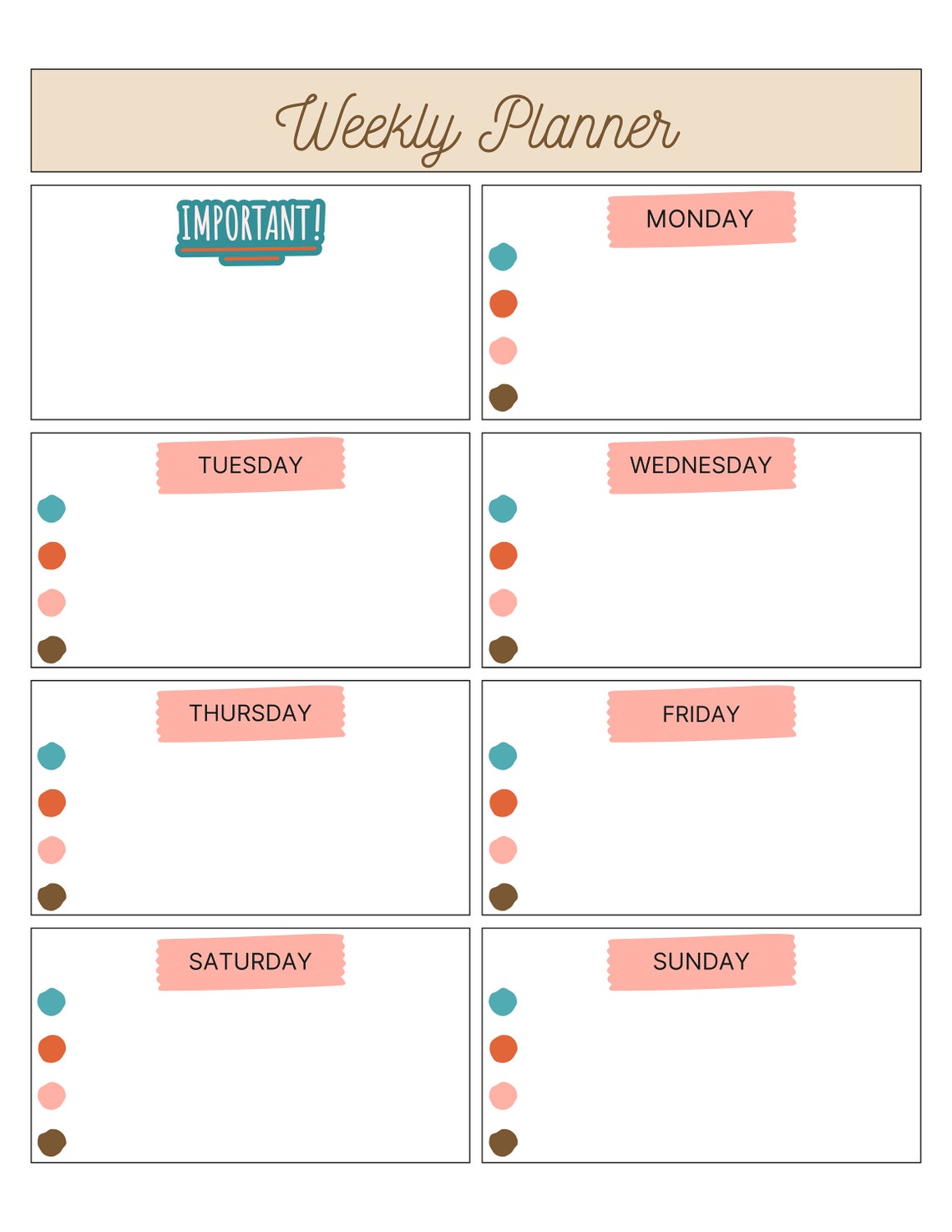 Daily and Weekly Minimal Planner Set Printable Digital PDF - Etsy
