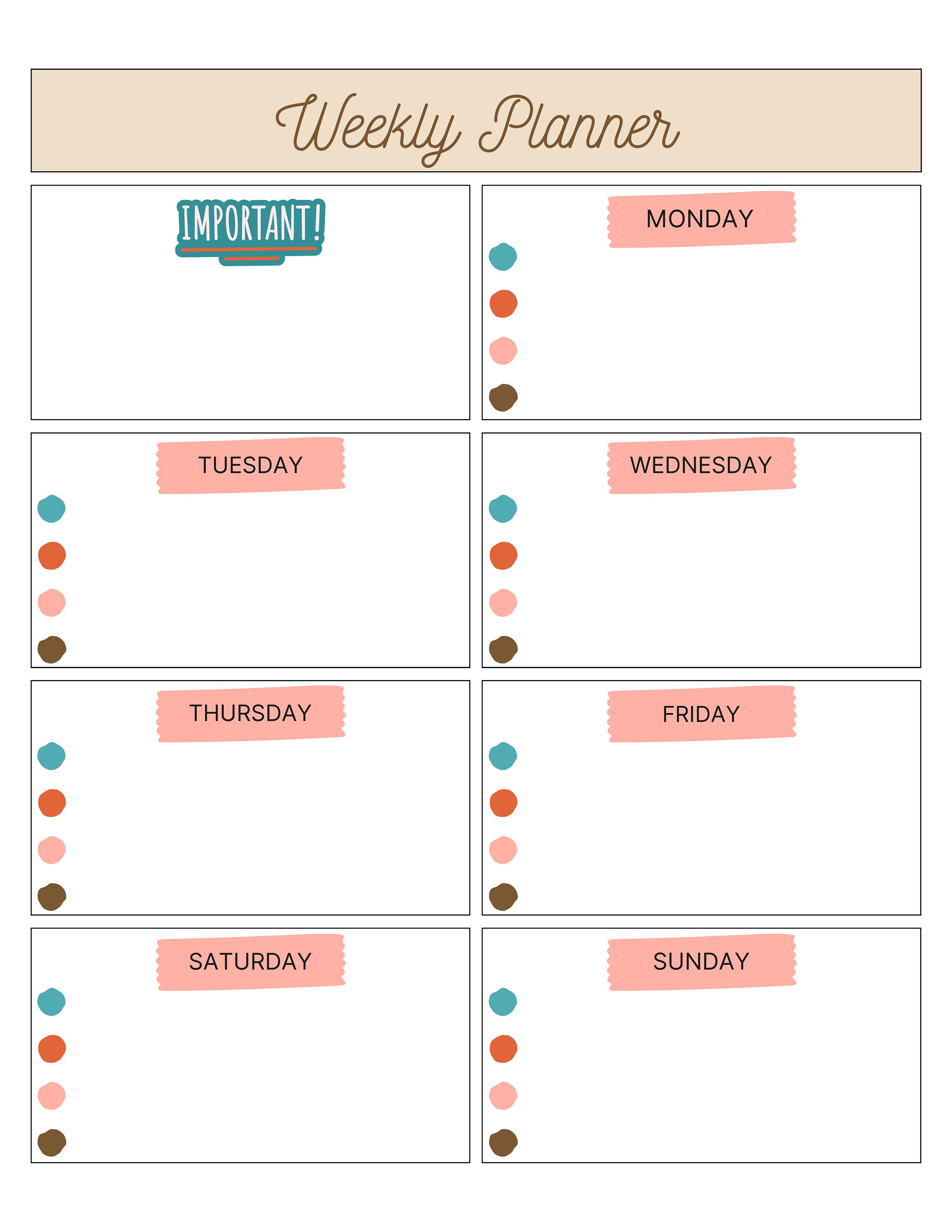 Daily and Weekly Minimal Planner Set Printable Digital PDF - Etsy