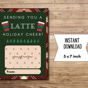 Enviándole un titular de tarjeta de regalo Latte Holiday Cheer / Regalo de Navidad / Descarga instantánea de PDF imprimible / Maestro de último minuto, Regalo de compañero de trabajo