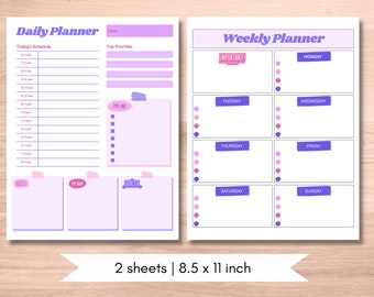 Daily and Weekly Minimal Planner Set Printable Digital PDF - Etsy