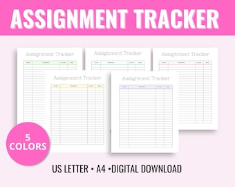 homework planner Assignment Tracker, Assignment Tracker Printable, Homework Planner, Printable Weekly Assignment Tracker, Assignment Log, A4 US Letter