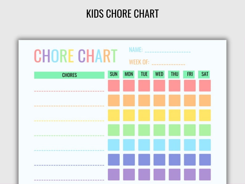 Printable Kids Daily Chore Chart Schedule Template to Do List Goal