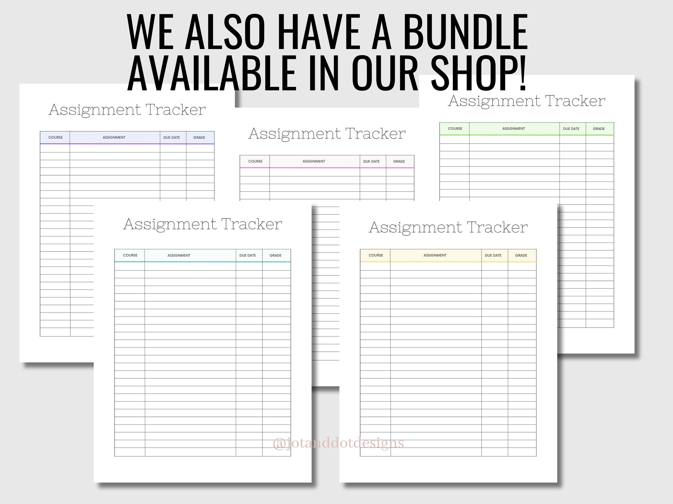 Pink Printable Assignment Tracker Homework Planner Weekly Grade Tracker ...