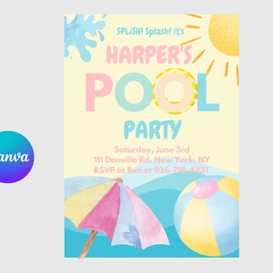 Pizza Und Pool Party Einladung Pool Feier Geburtstagsparty Einladen Sommer Pool Party Einladen Instant Download