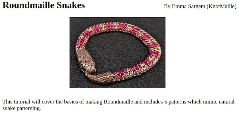 Chainmail Snake Tutorial Roundmaille Snake Chainmaille Tutorial - Etsy