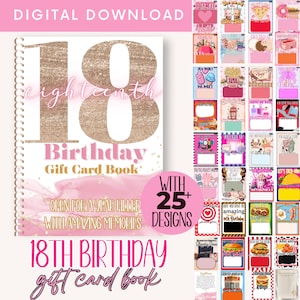 Libro di biglietti regalo per il 18° compleanno, regalo di 18° compleanno per lei, regalo di compleanno stampabile per il diciottesimo compleanno della figlia, regalo di compleanno dai genitori