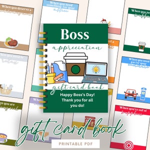 Boss's Day Geschenkkartenbuch, Boss Wertschätzung, Boss Care Paket, druckbares Geschenkkartenbuch für Chefs, Geschenk für Chef vom Mitarbeiter, durchdachtes Geschenk